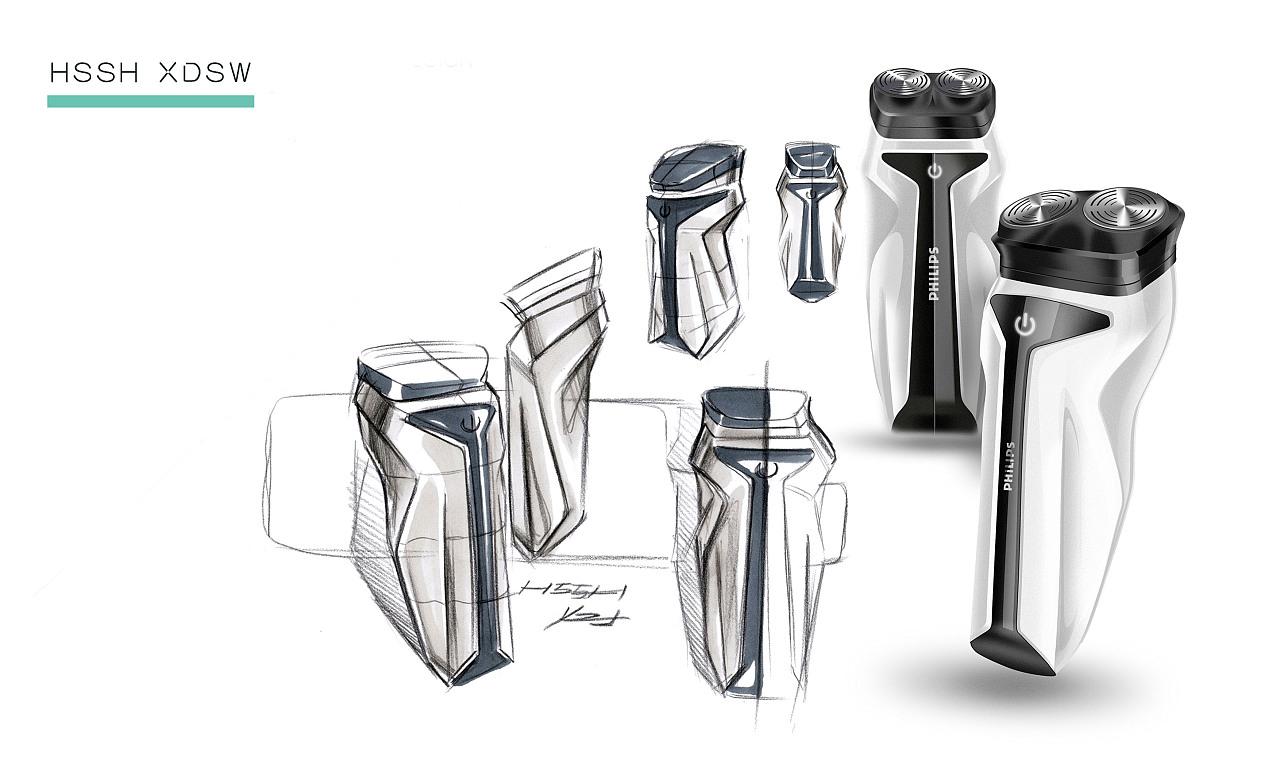 剃须刀形态设计推敲与表现过程